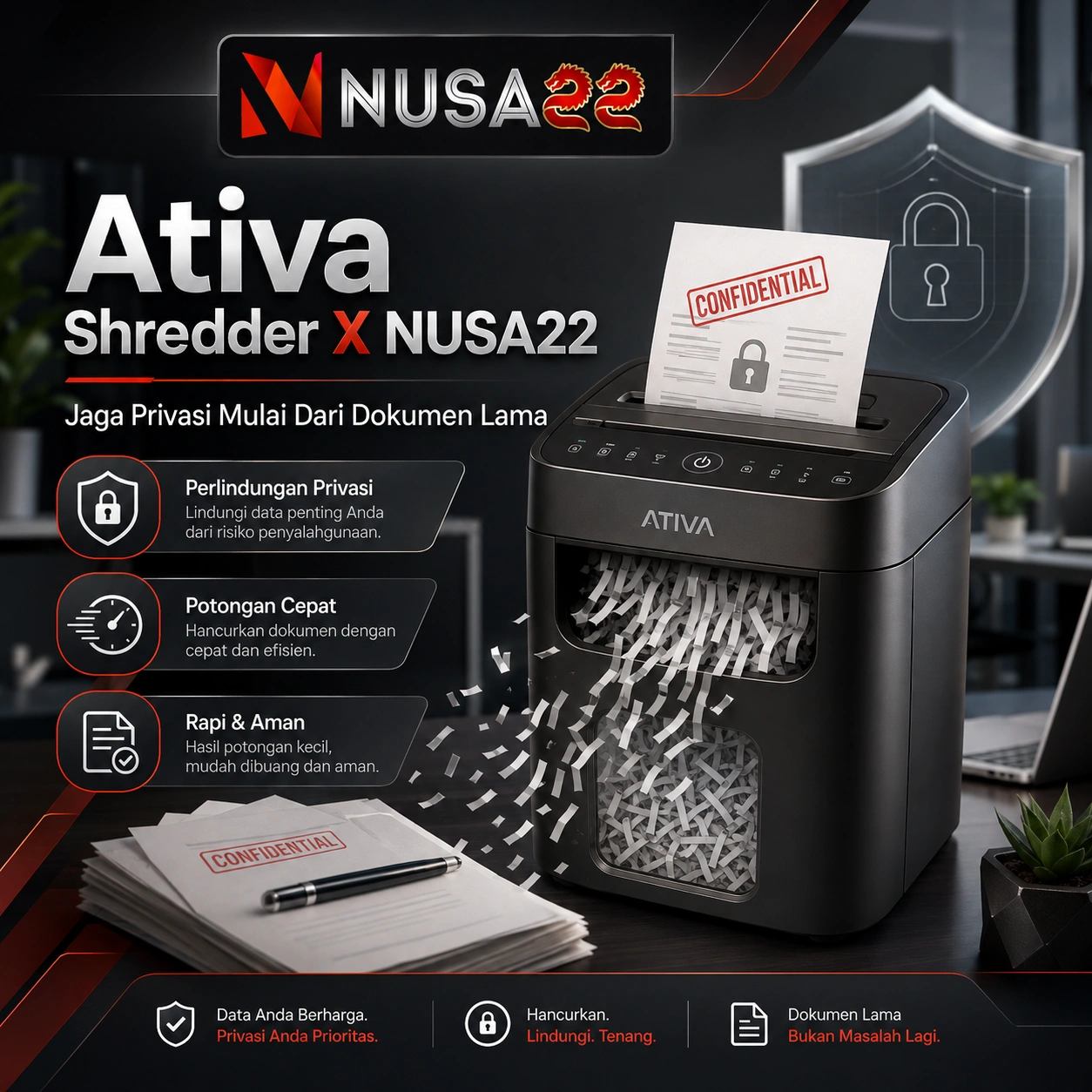 Ativa Shredder X NUSA22 => Jaga Privasi Mulai Dari Dokumen Lama
